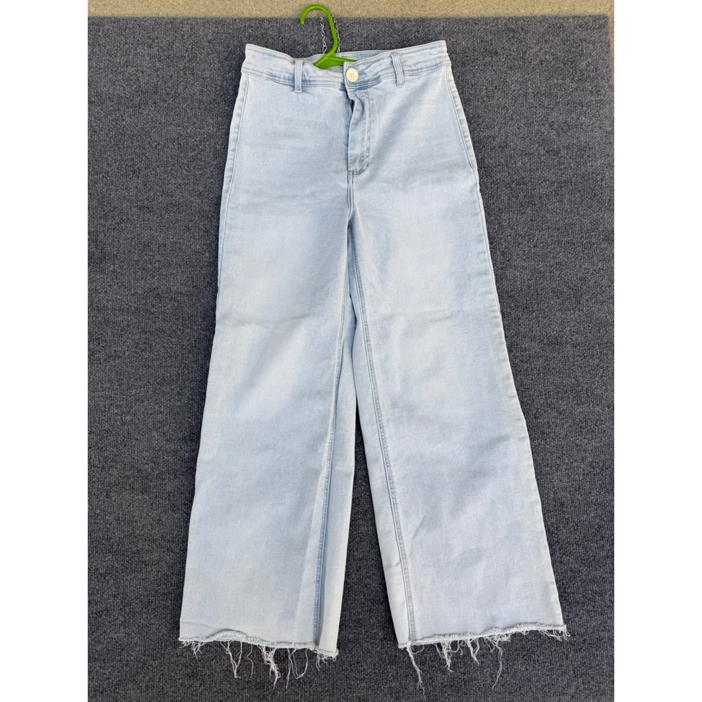 OAT Womens wide leg flare distressed jeans size 10/30 light blue Color